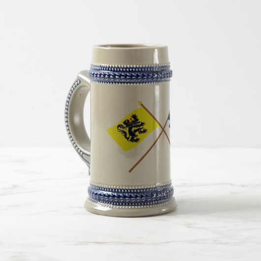 Gekreuzte Flandern- und Antwerpen-Flaggen Bierglas (Vorderseite Links)