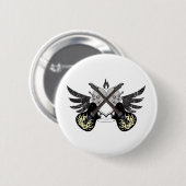 Gekreuzte Gitarren und Schädel Button (Vorne & Hinten)