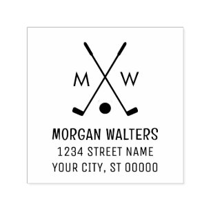 Gekreuzte Golfschläger Golfball Monogramm Name Adr Permastempel