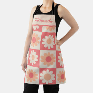Gekreuzte Groovy Peach Fuzz Retro Blume kundenspez Schürze