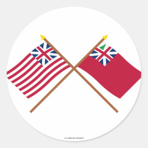 Gekreuzte großartige Gewerkschafts-Flagge und Runder Aufkleber