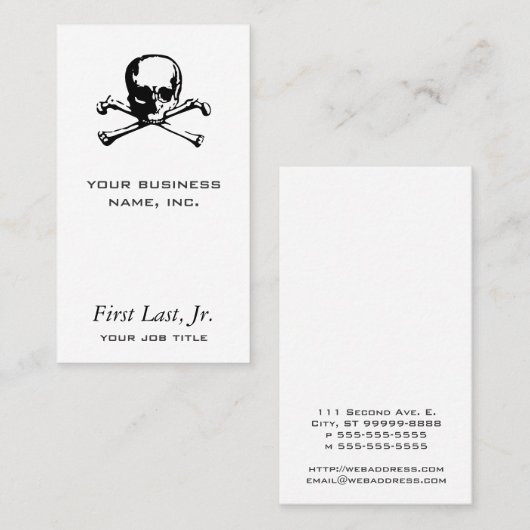 Gekreuzte Knochen Visitenkarte (Vorne/Hinten)