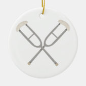 Gekreuzte Krücken Keramik Ornament (Vorne)