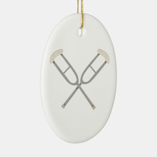 Gekreuzte Krücken Keramik Ornament (Rechts)