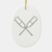 Gekreuzte Krücken Keramik Ornament (Vorne)