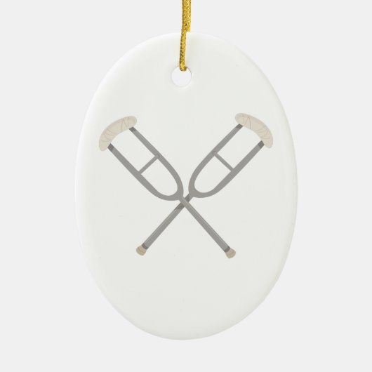 Gekreuzte Krücken Keramik Ornament (Vorne)