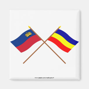 Gekreuzte Liechtenstein- und Ruggellflaggen Magnet