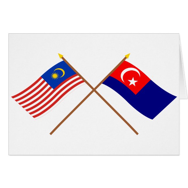 Gekreuzte Malaysia- und Johor-Flaggen (Vorderseite (Horizontal))