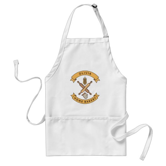 Gekreuzte Nudelholz-Weizen-Home-Bakery-Logo Schürze (Vorne)