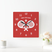 Gekreuzte padel Tennisschläger-Wanduhr für Verein Quadratische Wanduhr (Zuhause)