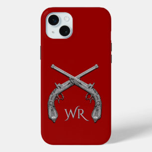 Gekreuzte Pistolen Monogramm Rot Case-Mate iPhone Hülle