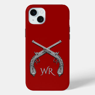 Gekreuzte Pistolen Monogramm Rot Case-Mate iPhone Hülle