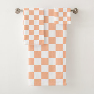 Gekreuzte Quadrate für orange-weiße geometrische F Badhandtuch Set