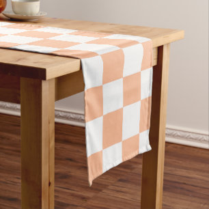 Gekreuzte Quadrate für orange-weiße geometrische F Großer Tischläufer