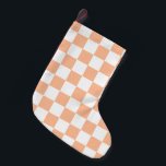 Gekreuzte Quadrate für orange-weiße geometrische F Kleiner Weihnachtsstrumpf<br><div class="desc">Die karierten Quadrate pfirsichfarben das orange weiße geometrische Retromuster. Cooles geometrisches rechteckiges Muster in Retro. Vintage Fliesen weiß und pfirsichfarben hellorange modernes Schachbrett.</div>