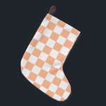 Gekreuzte Quadrate für orange-weiße geometrische F Kleiner Weihnachtsstrumpf<br><div class="desc">Die karierten Quadrate pfirsichfarben das orange weiße geometrische Retromuster. Cooles geometrisches rechteckiges Muster in Retro. Vintage Fliesen weiß und pfirsichfarben hellorange modernes Schachbrett.</div>