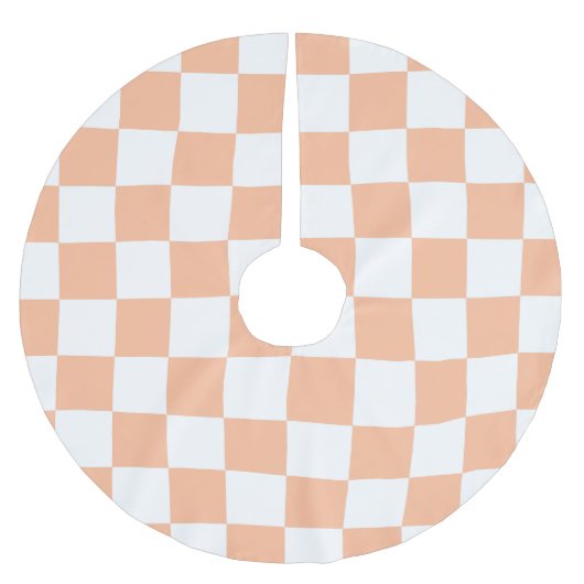 Gekreuzte Quadrate für orange-weiße geometrische F Polyester Weihnachtsbaumdecke (Vorderseite)