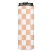 Gekreuzte Quadrate für orange-weiße geometrische F Thermosbecher (Rückseite)