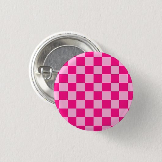 Gekreuzte Quadrate lichtfeuchtes, rosa geometrisch Button (Vorne & Hinten)