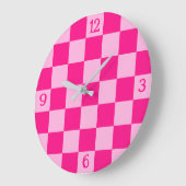 Gekreuzte Quadrate lichtfeuchtes, rosa geometrisch Große Wanduhr (Winkel)