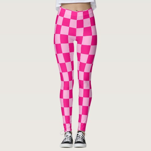 Gekreuzte Quadrate lichtfeuchtes, rosa geometrisch Leggings (Vorderseite)