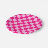 Gekreuzte Quadrate lichtfeuchtes, rosa geometrisch Pappteller (Schrägansicht)