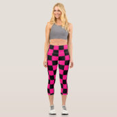 Gekreuzte Quadrate mit rosa, geometrischem Retro Capri Leggings (Vorderseite)