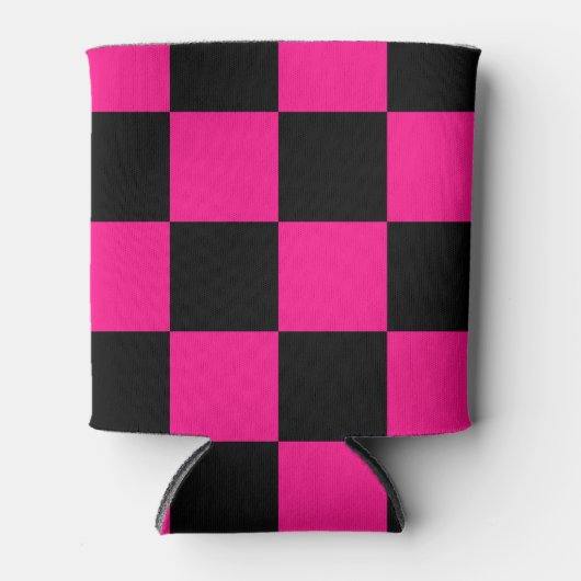 Gekreuzte Quadrate mit rosa, geometrischem Retro Dosenkühler (Vorderseite)