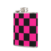 Gekreuzte Quadrate mit rosa, geometrischem Retro Flachmann (Links)