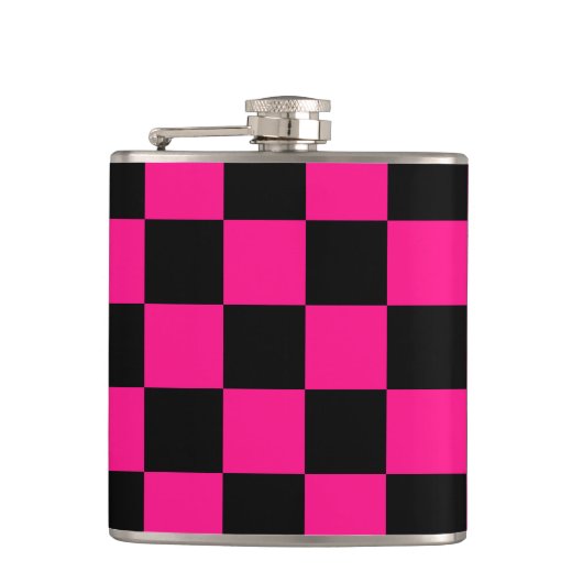 Gekreuzte Quadrate mit rosa, geometrischem Retro Flachmann (Vorderseite)