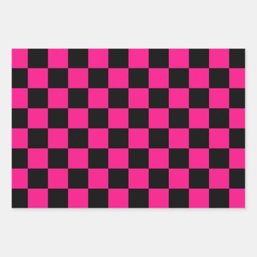 Gekreuzte Quadrate mit rosa, geometrischem Retro Geschenkpapier Set (Vorderseite)