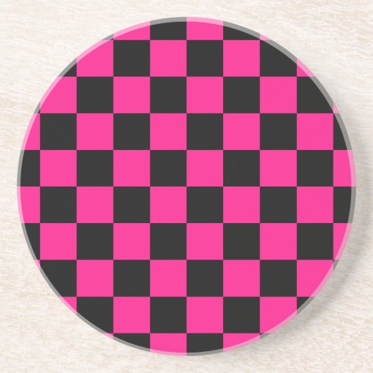Gekreuzte Quadrate mit rosa, geometrischem Retro Getränkeuntersetzer (Vorne)