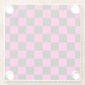 Gekreuzte Quadrate mit rosa, geometrischem Retro Glasuntersetzer (Rückseite)