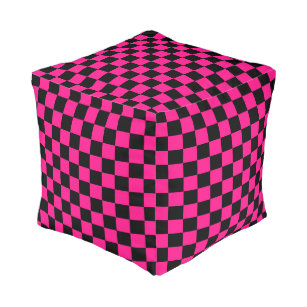 Gekreuzte Quadrate mit rosa, geometrischem Retro Hocker