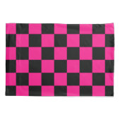 Gekreuzte Quadrate mit rosa, geometrischem Retro Kissenbezug (Rückseite-Links)