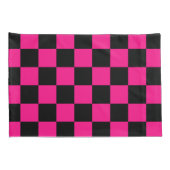 Gekreuzte Quadrate mit rosa, geometrischem Retro Kissenbezug (Rückseite-Rechts)