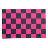 Gekreuzte Quadrate mit rosa, geometrischem Retro Kissenbezug (Vorderseite-Rechts)