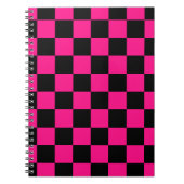 Gekreuzte Quadrate mit rosa, geometrischem Retro Notizblock (Vorderseite)