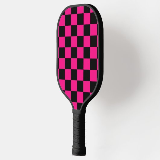 Gekreuzte Quadrate mit rosa, geometrischem Retro Pickleball Schläger (Links)