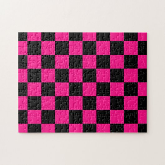 Gekreuzte Quadrate mit rosa, geometrischem Retro Puzzle (Horizontal)