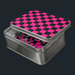 Gekreuzte Quadrate mit rosa, geometrischem Retro Puzzle<br><div class="desc">Kegelförmige Quadrate heißen rosa schwarzen geometrischen Retro-Muster Puzzle Geschenk für sie. Cooles geometrisches rechteckiges Muster in Retro. Vintage Fliesen schwarz und heiß rosa modernes Schachbrett.</div>