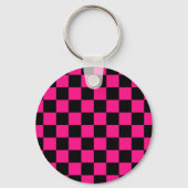 Gekreuzte Quadrate mit rosa, geometrischem Retro Schlüsselanhänger (Vorderseite)