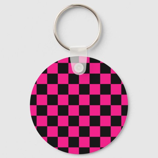 Gekreuzte Quadrate mit rosa, geometrischem Retro Schlüsselanhänger (Vorderseite)