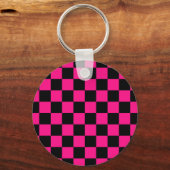 Gekreuzte Quadrate mit rosa, geometrischem Retro Schlüsselanhänger (Rückseite)