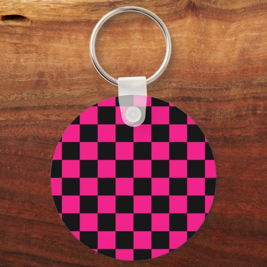 Gekreuzte Quadrate mit rosa, geometrischem Retro Schlüsselanhänger (Vorderseite)
