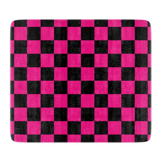 Gekreuzte Quadrate mit rosa, geometrischem Retro Schneidebrett (Vorderseite)