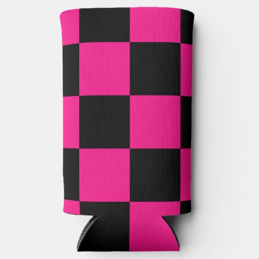 Gekreuzte Quadrate mit rosa, geometrischem Retro Selters Dosenkühler (Vorderseite)