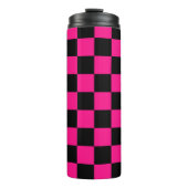 Gekreuzte Quadrate mit rosa, geometrischem Retro Thermosbecher (Vorderseite)