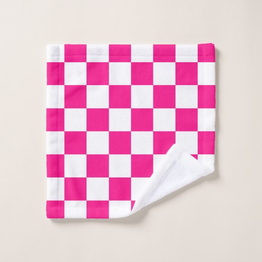 Gekreuzte Quadrate mit weißem, rosa Retro Badhandtuch Set (Waschlappen)