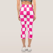 Gekreuzte Quadrate mit weißem, rosa Retro Capri Leggings (Rückseite)